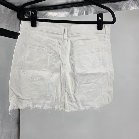 Gap Denim White Distressed Fringe Hem Skirt Size 10 - Picture 2 of 10
